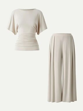 NWT OGL SET - Boatneck Batwing Sleeve Top & Wide Leg Palazzo Pants with Pockets